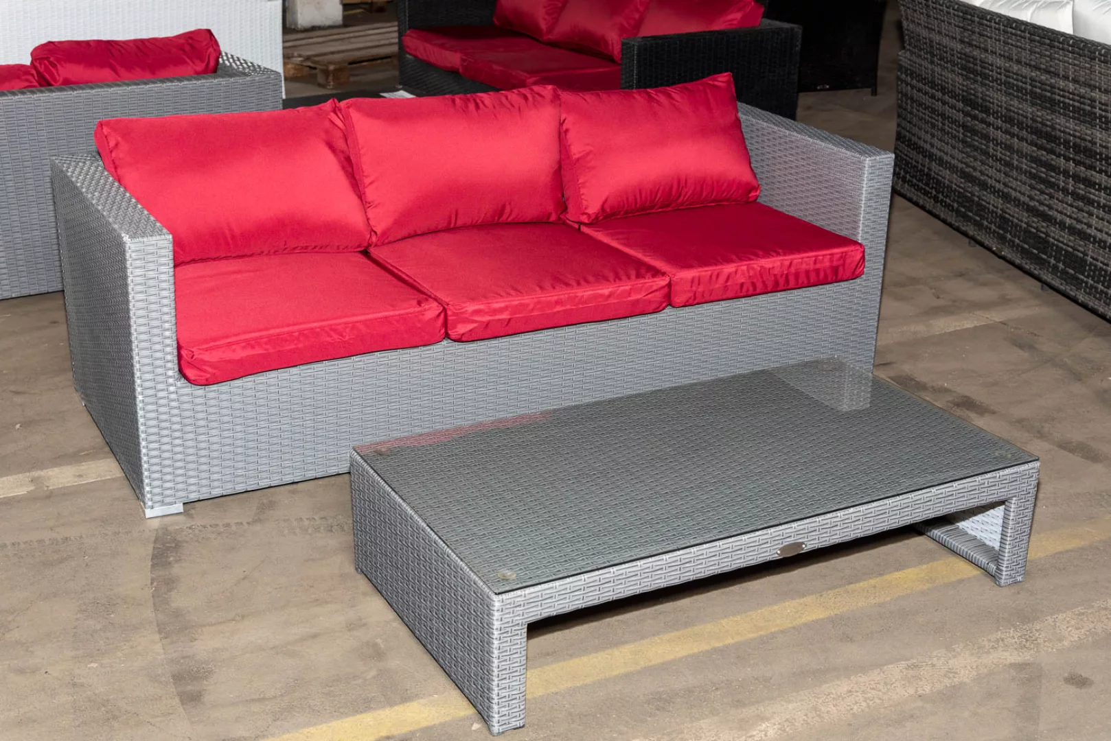 #HBM 1290: 3er Sofa Liberi mit Tisch Casablanca-grau-rubinrot günstig online kaufen