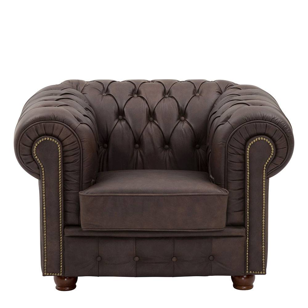 Club Sessel Chesterfield aus Antiklook Echtleder Braun günstig online kaufen