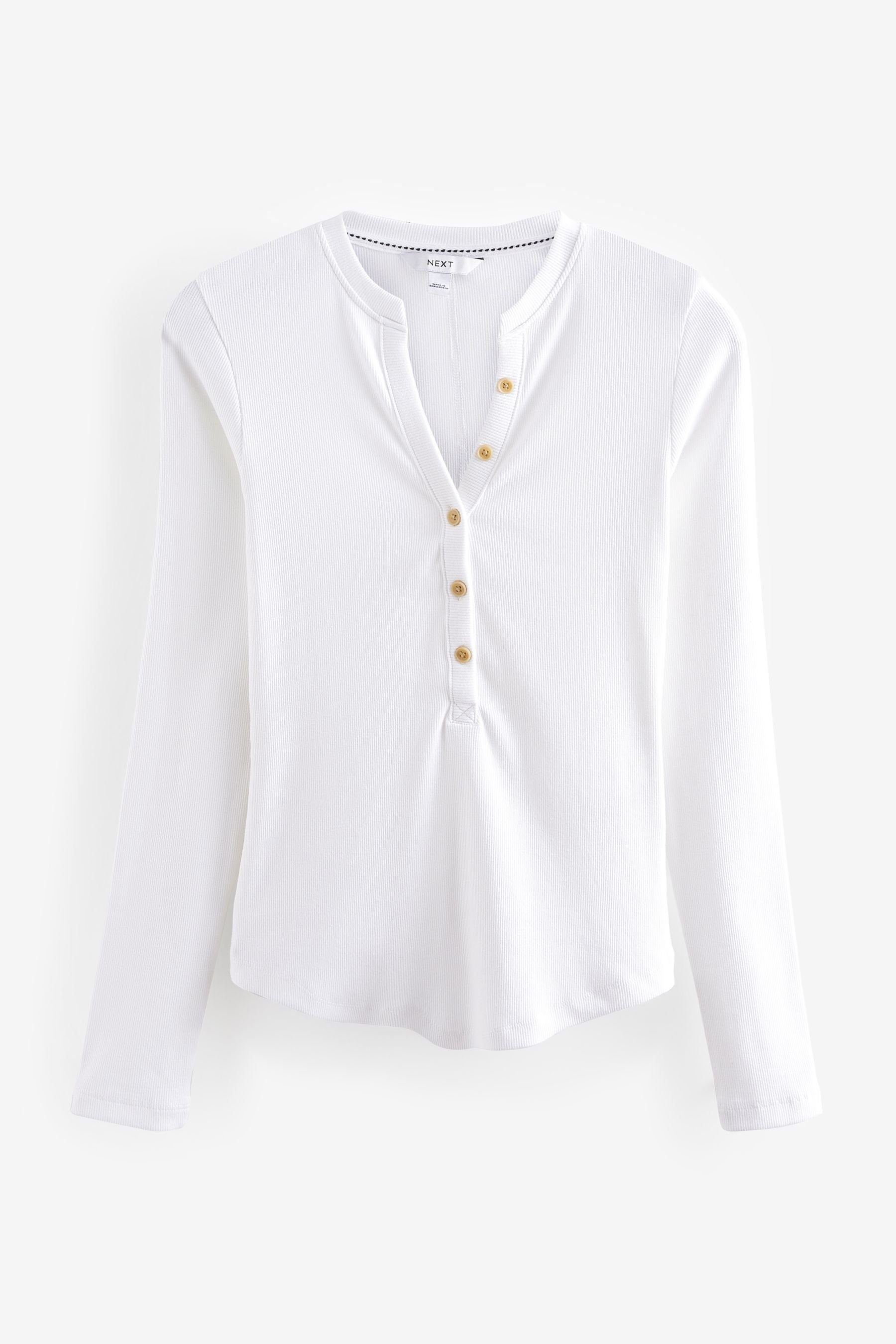 Next Langarmshirt Langärmeliges Henley-Oberteil mit Zierknopf günstig online kaufen