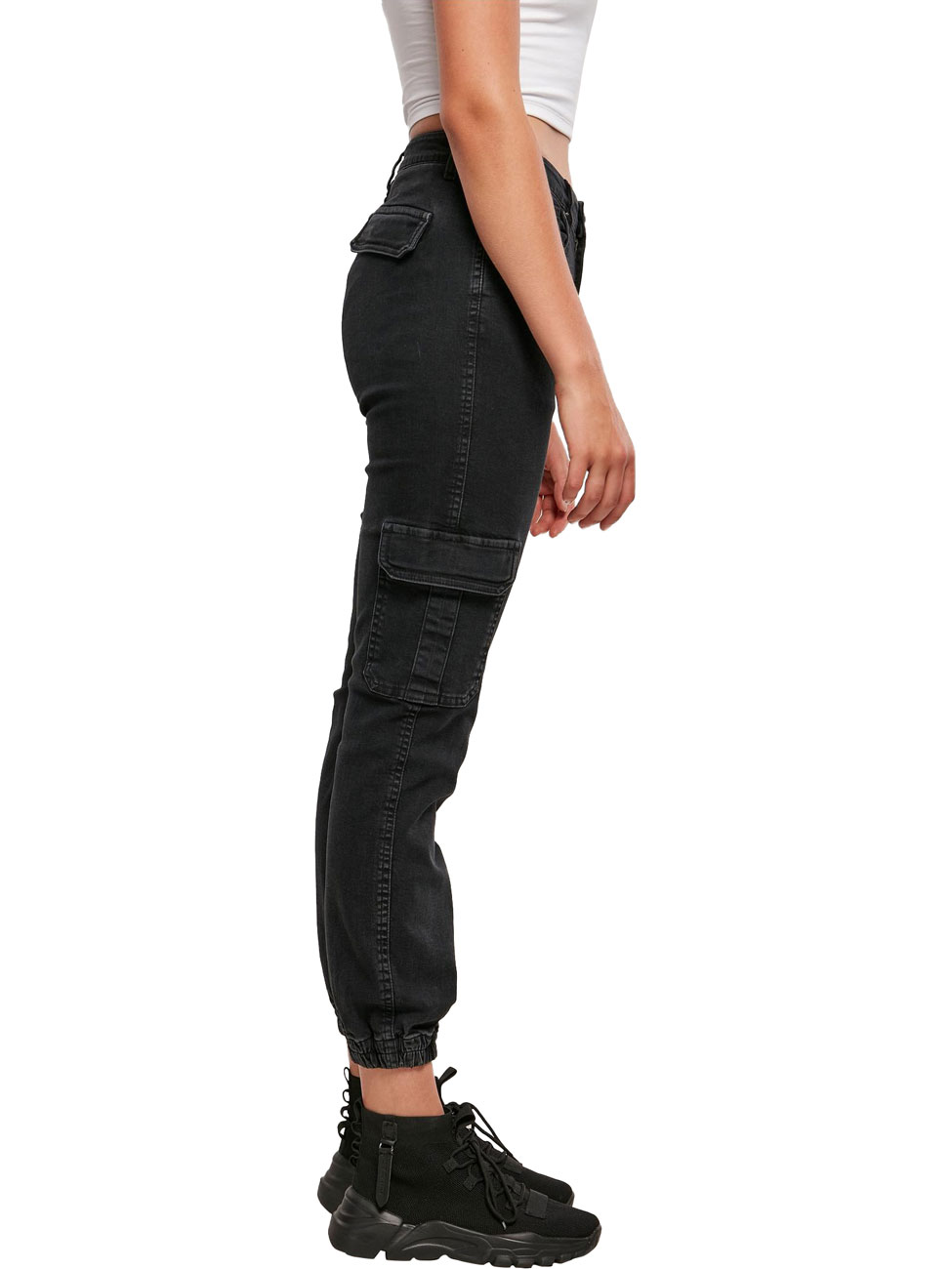 Urban Classics Damen Jeans ORGANIC STRETCH DENIM CARGO - Relaxed Fit günstig online kaufen