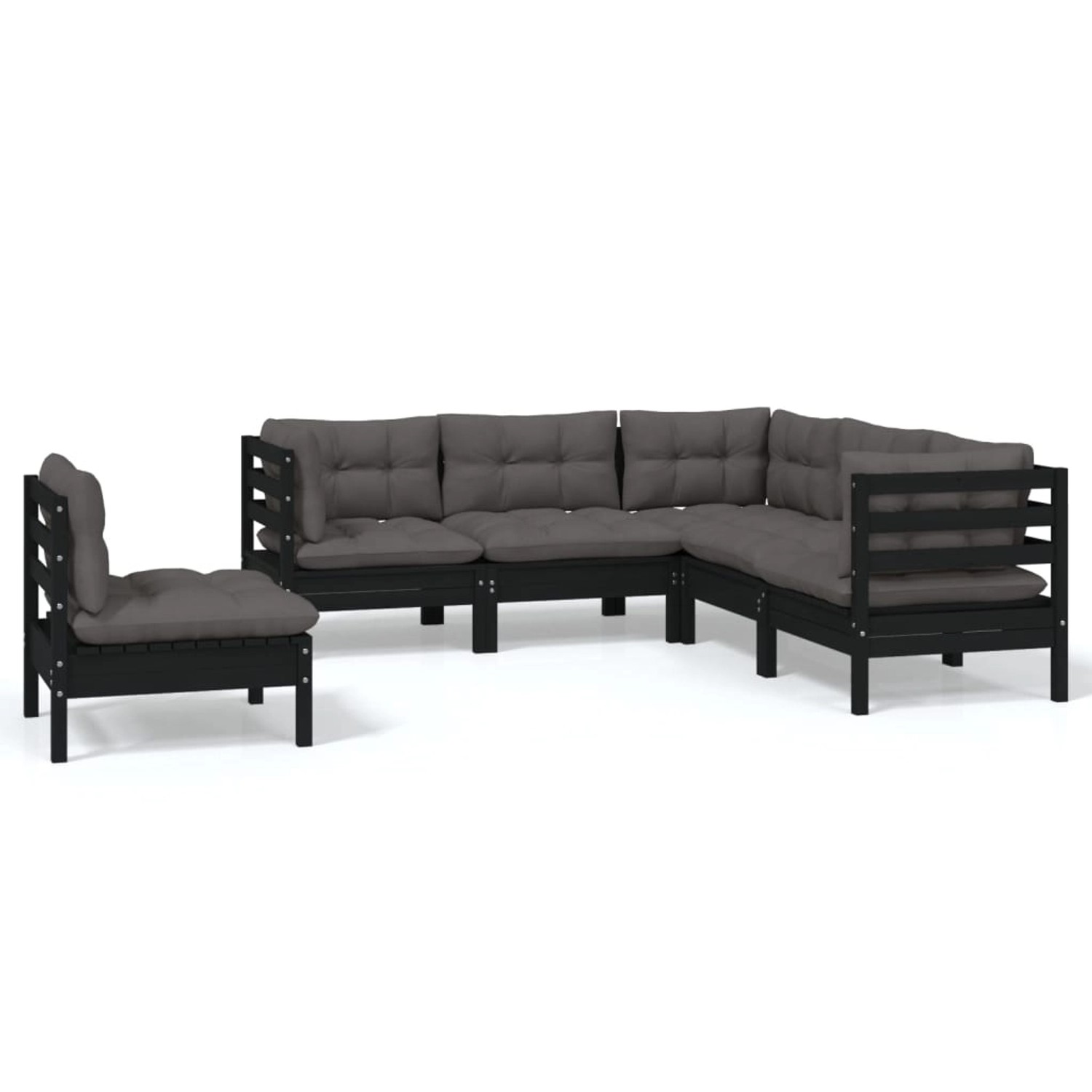 vidaXL 5-tlg Garten-Lounge-Set mit Kissen Schwarz Kiefernholz Modell 9 günstig online kaufen