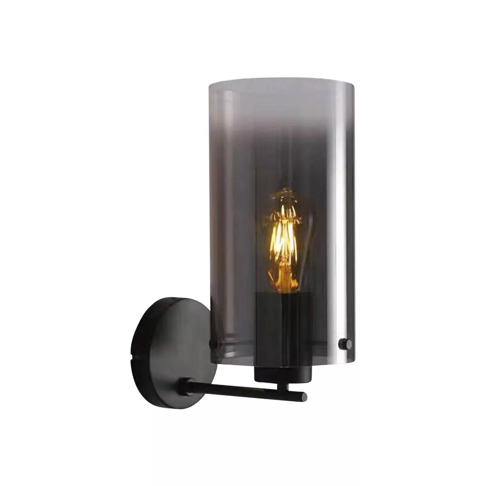 Wandlampe Ventotto, schwarz, rauchgrau, Breite 15 cm, Metall günstig online kaufen