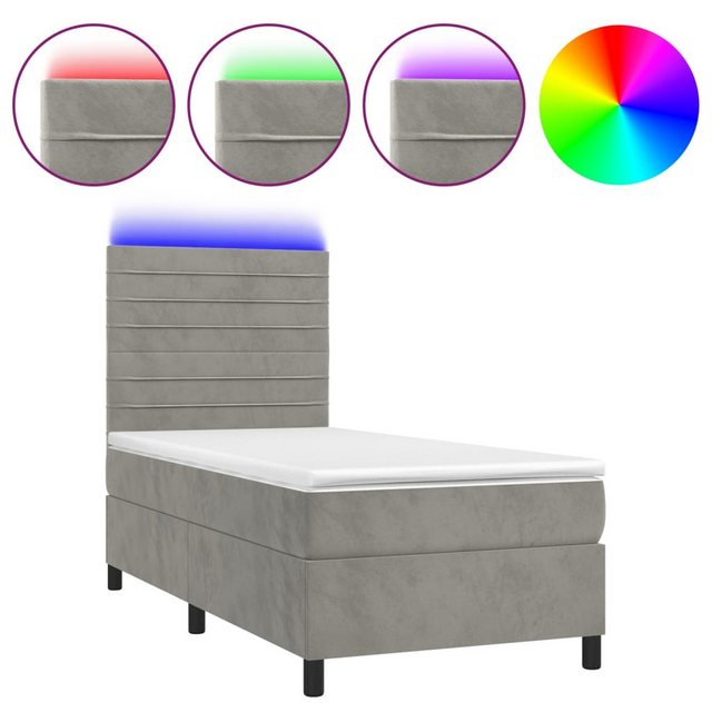 vidaXL Boxspringbett Boxspringbett mit Matratze & LED Samt (90 x 190 cm, He günstig online kaufen