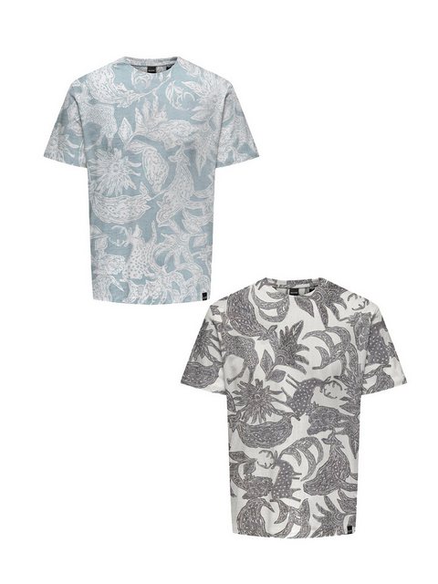 ONLY & SONS T-Shirt T-Shirt 2er-Set Rundhals Kurzarm (1-tlg) 7634 in Weiß-G günstig online kaufen