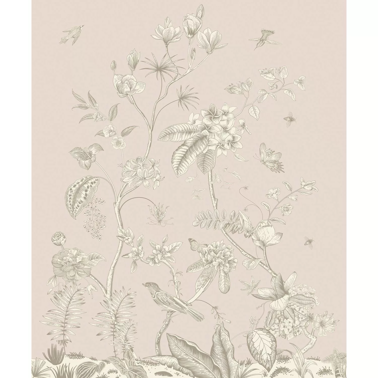 Sanders & Sanders Fototapete Blumenmuster Beige 2,25 x 2,7 m 601200 günstig online kaufen