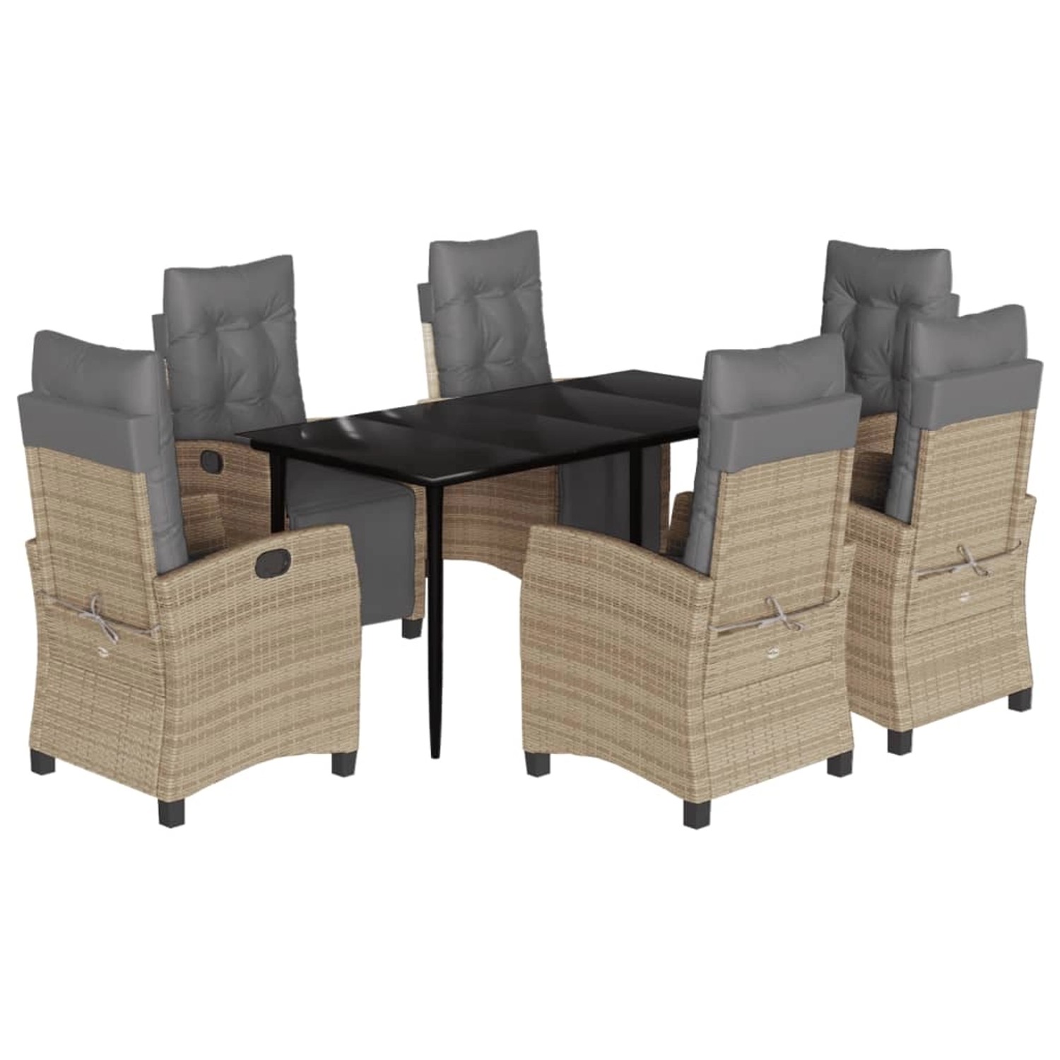 vidaXL 7-Tlg Garten-Essgruppe mit Kissen Beigemischung Poly Rattan 3213020 günstig online kaufen