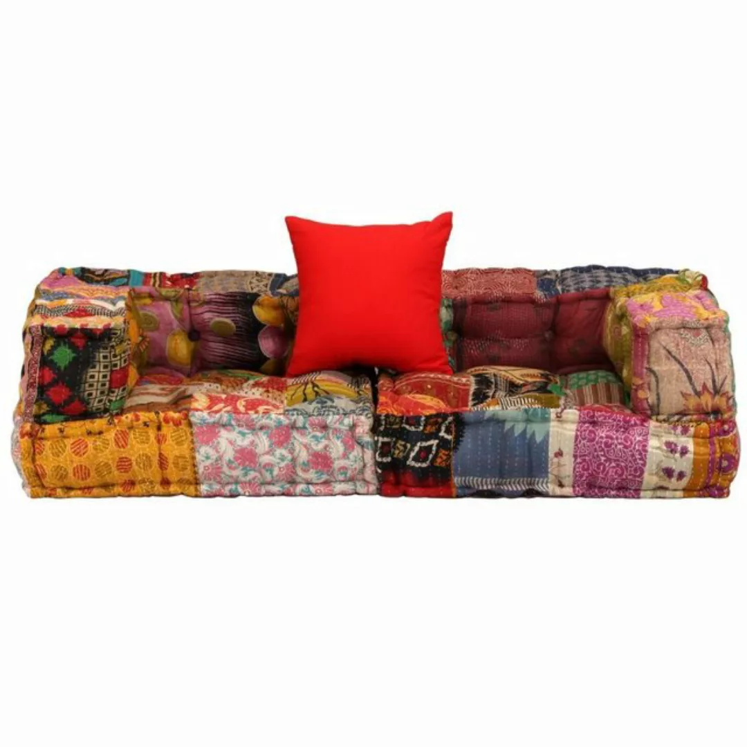 vidaXL Sofa 2-Sitzer Modularer Pouf Patchwork Stoff günstig online kaufen