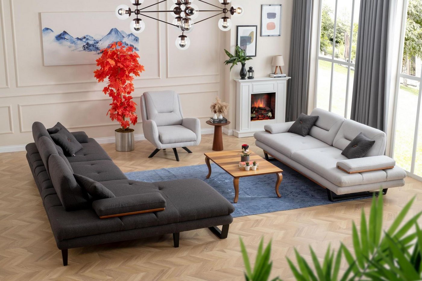 Xlmoebel Ecksofa Neue Designer-Möbel: Moderne Wohnlandschaft mit 3-Sitzer, günstig online kaufen