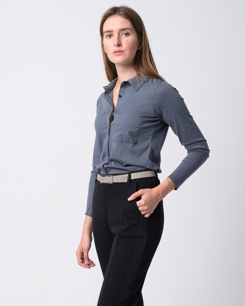 Bluse Im Polodesign Aus Bio-baumwolle | Jersey Blouse günstig online kaufen