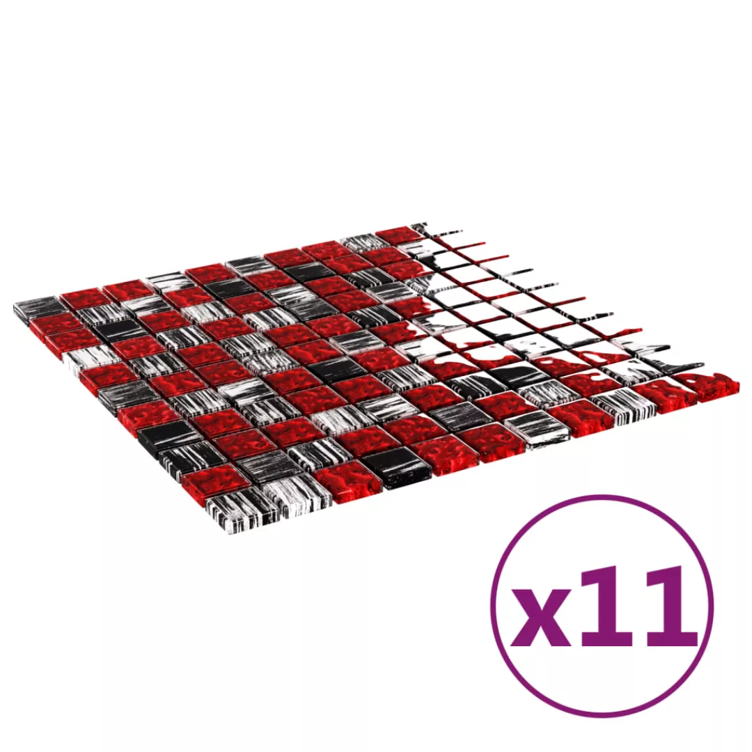 Mosaikfliesen 11 Stk. Schwarz Rot 30x30 Cm Glas günstig online kaufen