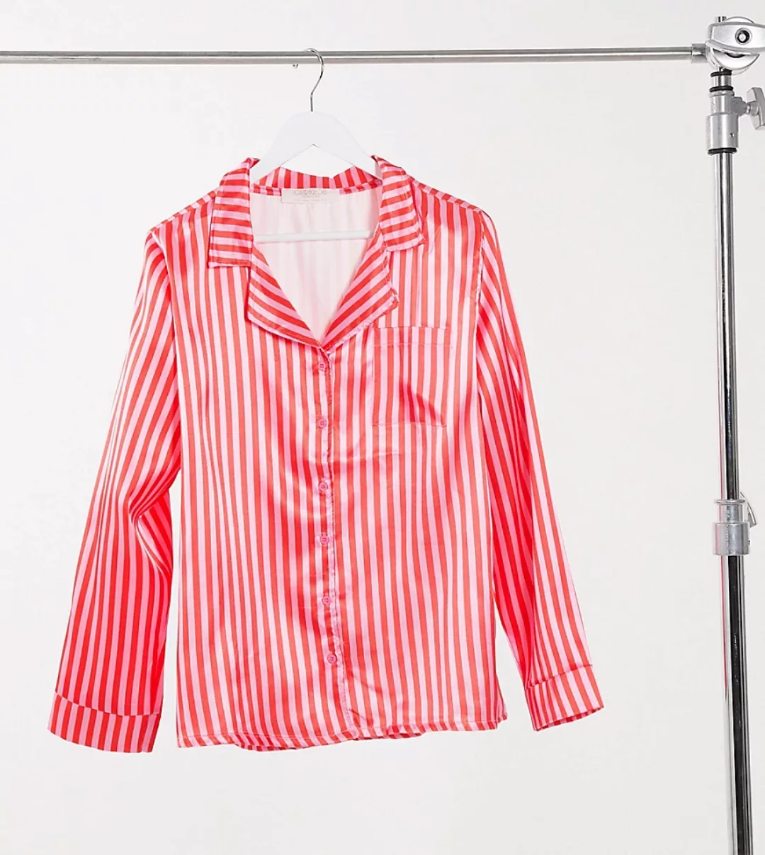 Outrageous Fortune Plus Schlafanzug-Hemd mit Streifen-Print in Rosa-Mehrfar günstig online kaufen