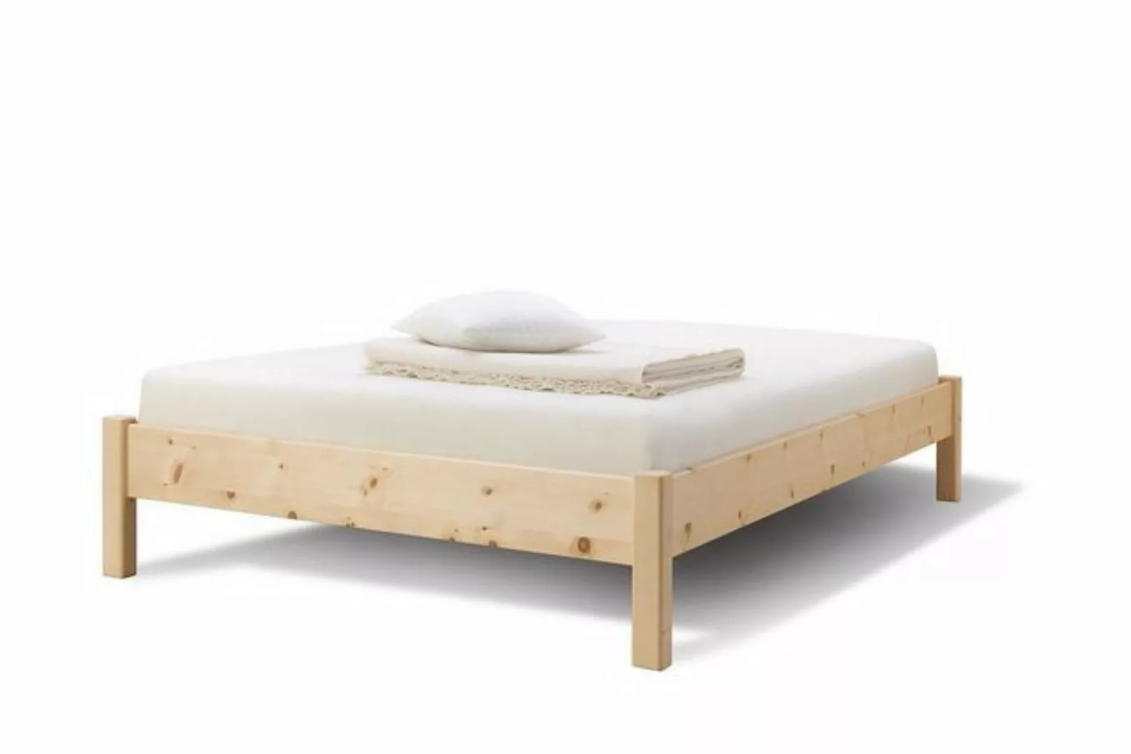 Natur24 Bett Doppelbett Ginevra 200x200cm in Zirbe Natur ohne Kopfteil günstig online kaufen