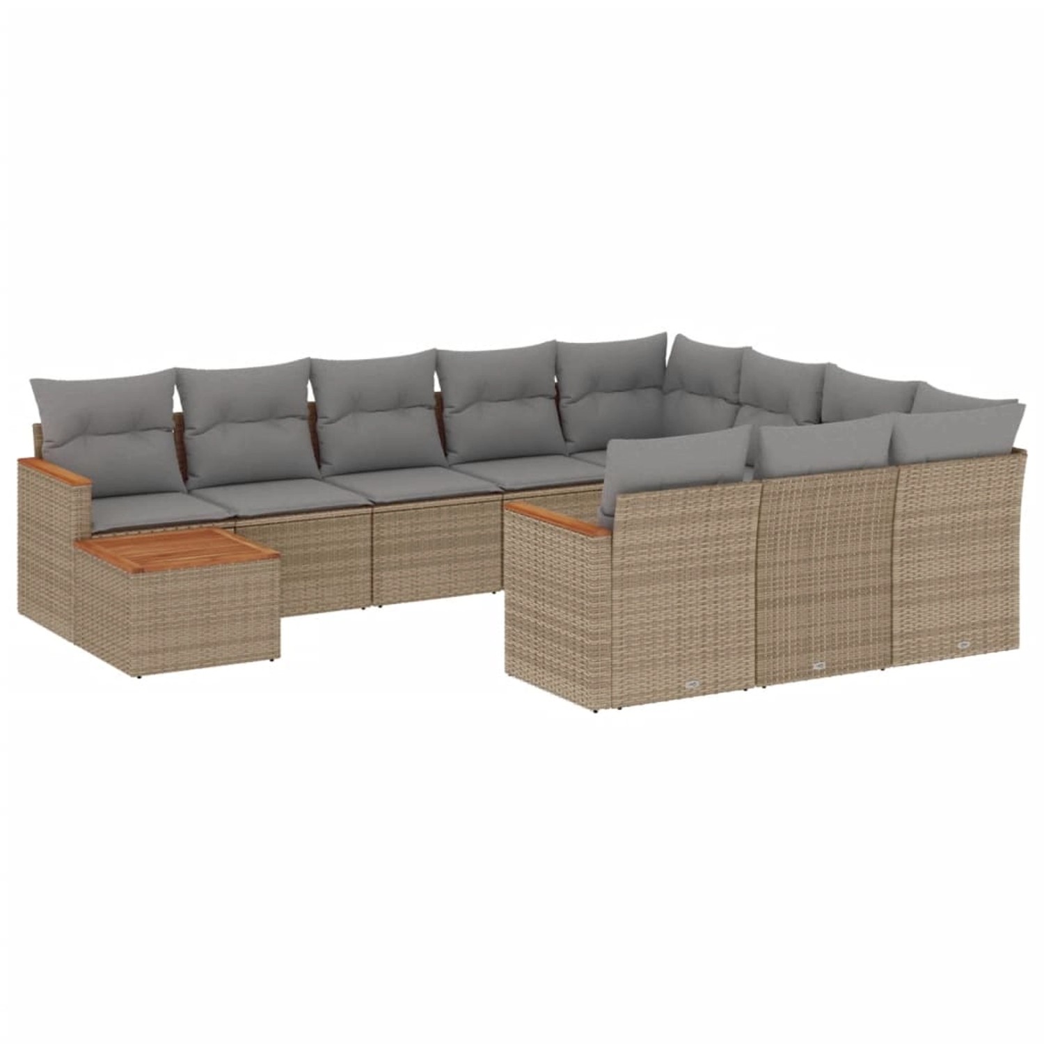 vidaXL 11-Tlg Garten-Sofagarnitur mit Kissen Beige Poly Rattan 3258769 günstig online kaufen