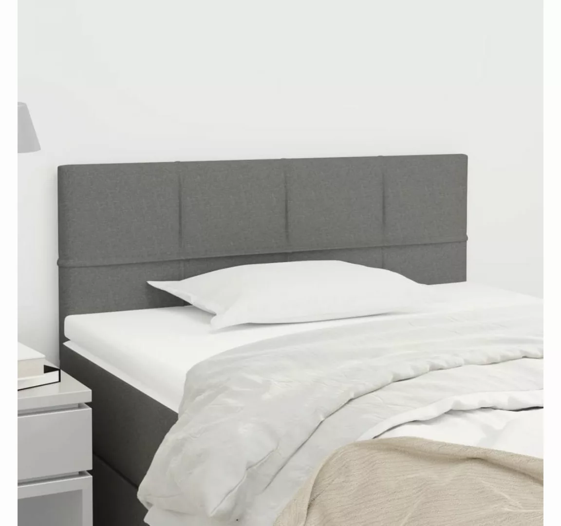 vidaXL Bett, Kopfteil Dunkelgrau 90x5x78/88 cm Stoff günstig online kaufen