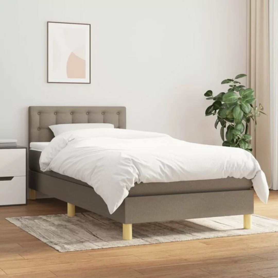 vidaXL Bettgestell Boxspringbett mit Matratze Taupe 90x200 cm Stoff Bett Be günstig online kaufen