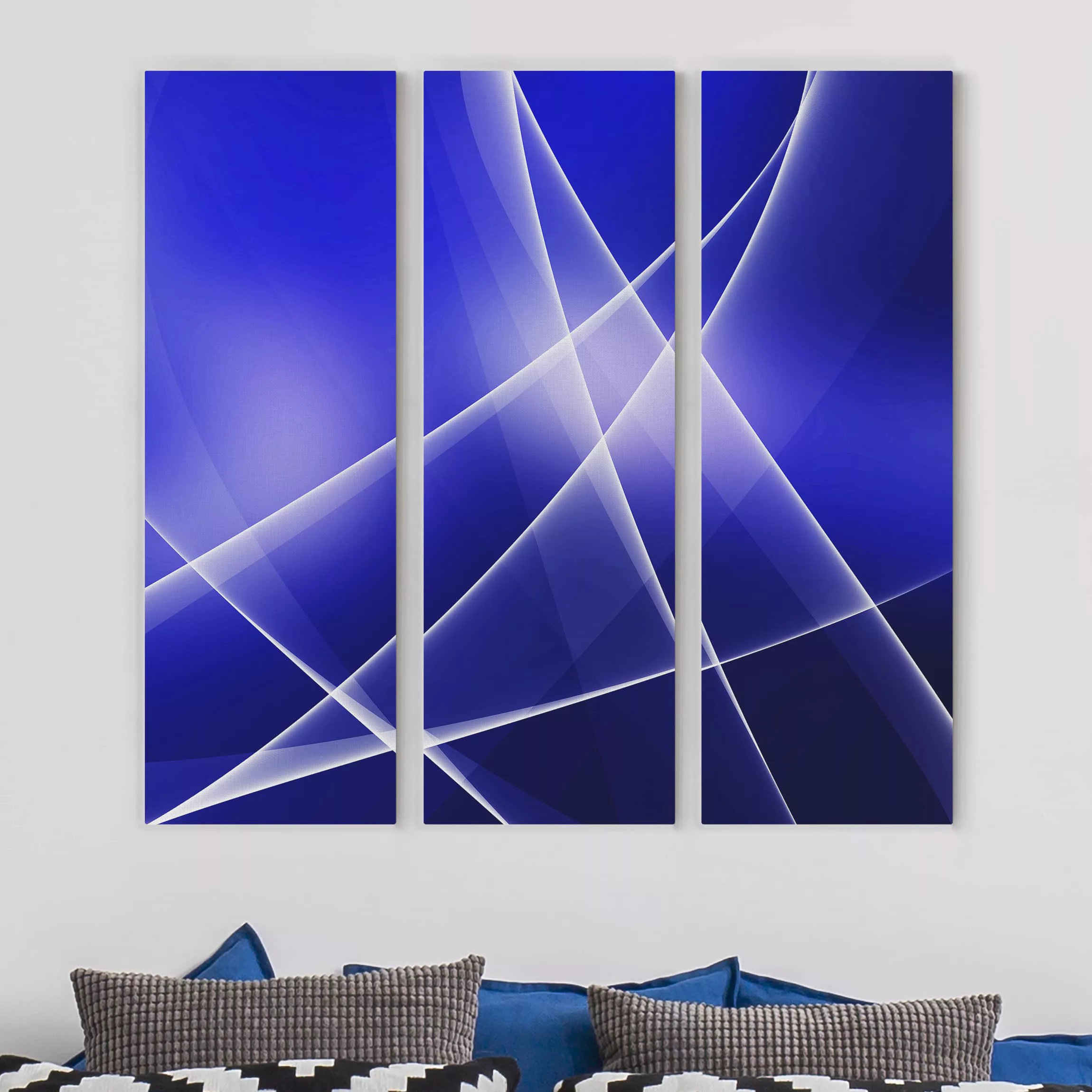 3-teiliges Leinwandbild Abstrakt - Quadrat Blue Disco günstig online kaufen