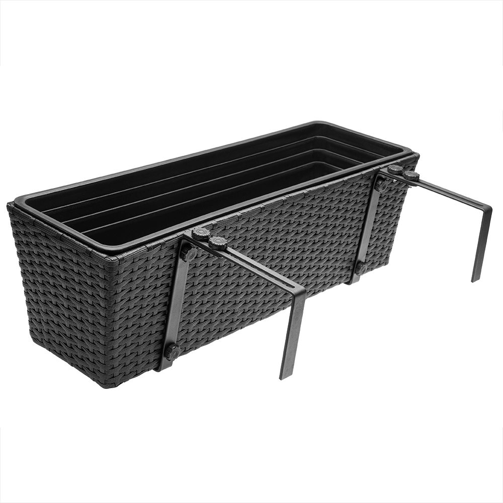 Polyrattan Blumenkasten 4er-Set Schwarz günstig online kaufen