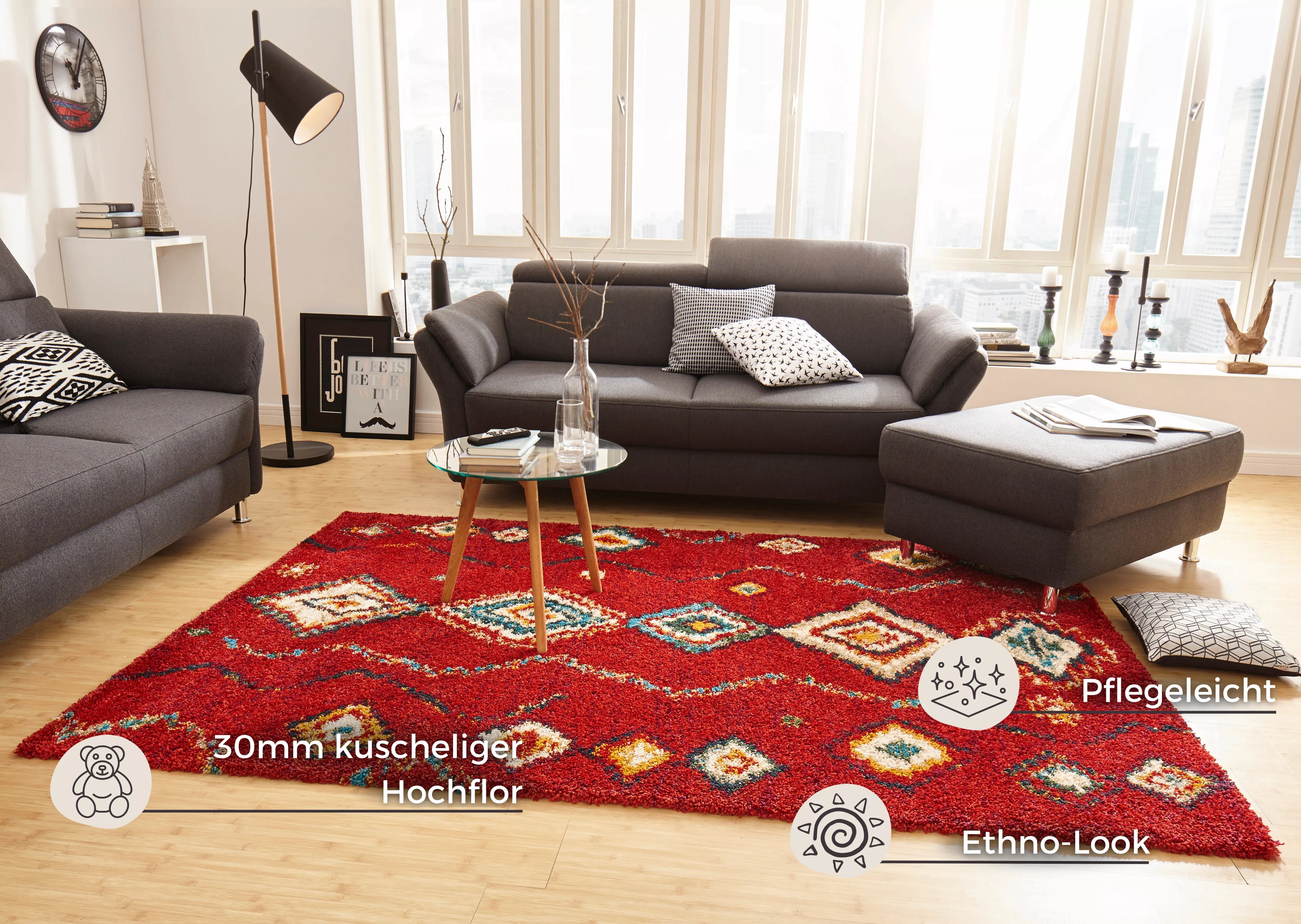 HANSE Home Hochflor-Teppich »Geometric«, rechteckig, Shaggy, Flokati, Boho günstig online kaufen