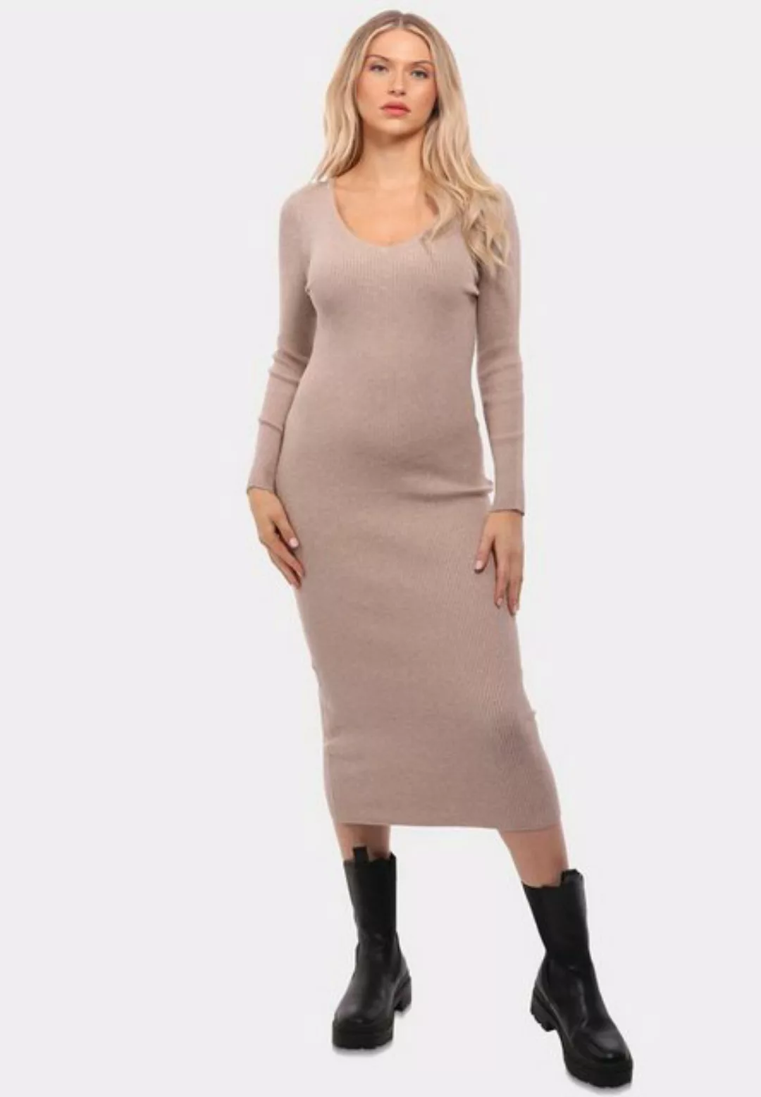 YC Fashion & Style Strickkleid Strickkleid mit V-Ausschnitt KNIT DRESS (1-t günstig online kaufen