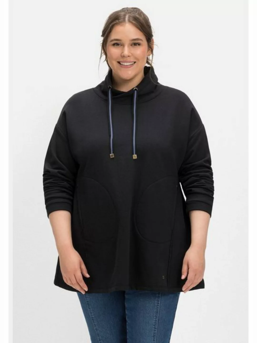 Sheego Sweatshirt "Große Größen", in A-Linie, mit Taschen und Kragen günstig online kaufen