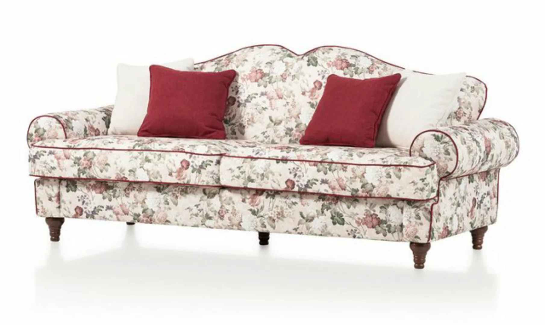 Furn.Design Sofa Elita, 3,5-Sitzer in beige mit Blumenmuster, Landhausstil, günstig online kaufen