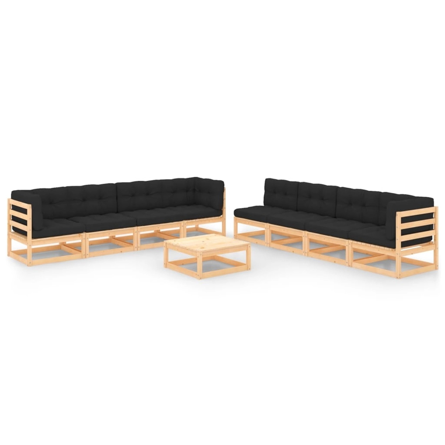 9-tlg. Garten-lounge-set Mit Kissen Massivholz Kiefer günstig online kaufen