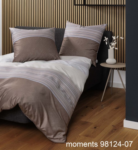 Janine Janine Mako-Satin Bettwäsche moments 98124 beige grau Größe:  135x20 günstig online kaufen