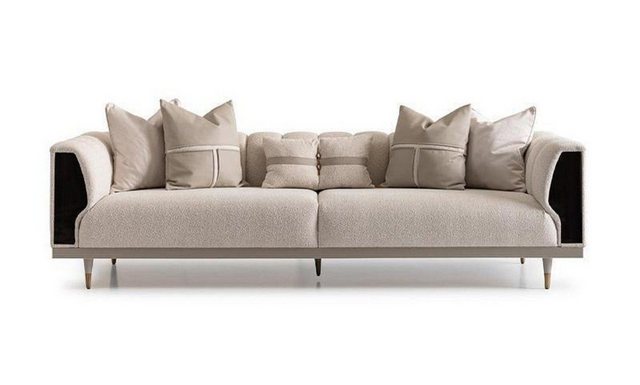 JVmoebel 3-Sitzer Luxus Dreisitzer Sofa 3 Sitzer Beige Polstersofa Stoffsof günstig online kaufen