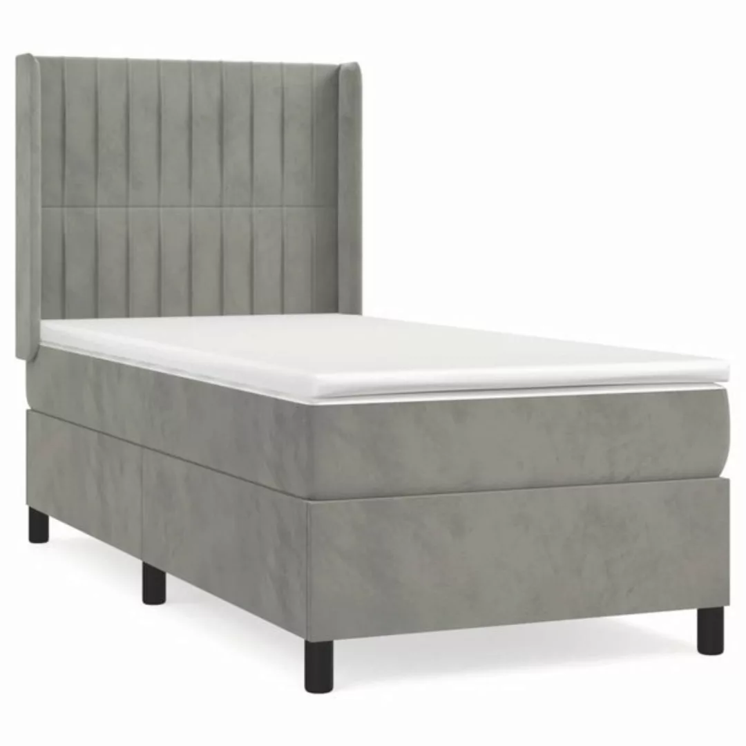 vidaXL Bettgestell Boxspringbett mit Matratze Hellgrau 80x200 cm Samt Bett günstig online kaufen