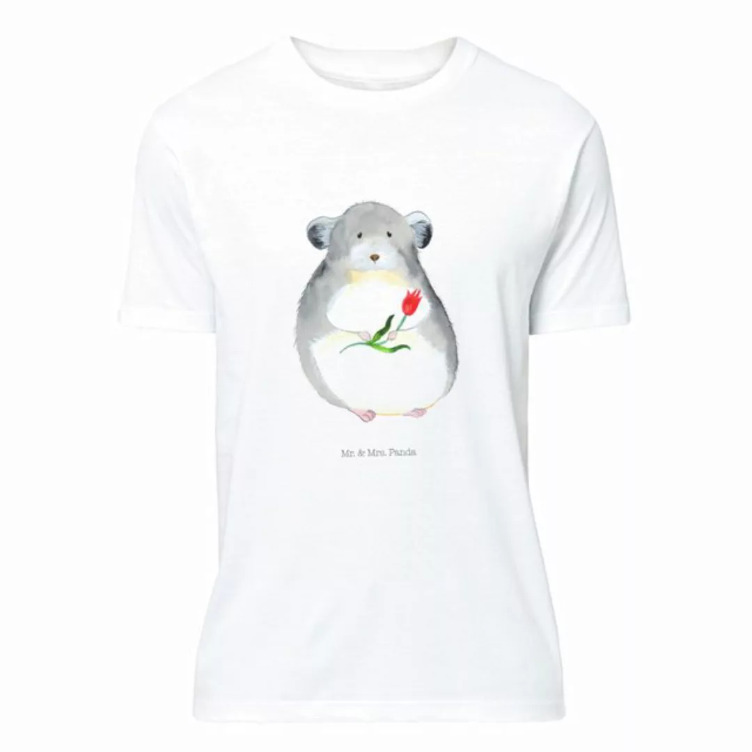 Mr. & Mrs. Panda T-Shirt Chinchilla mit Blume - Weiß - Geschenk, Büroalltag günstig online kaufen