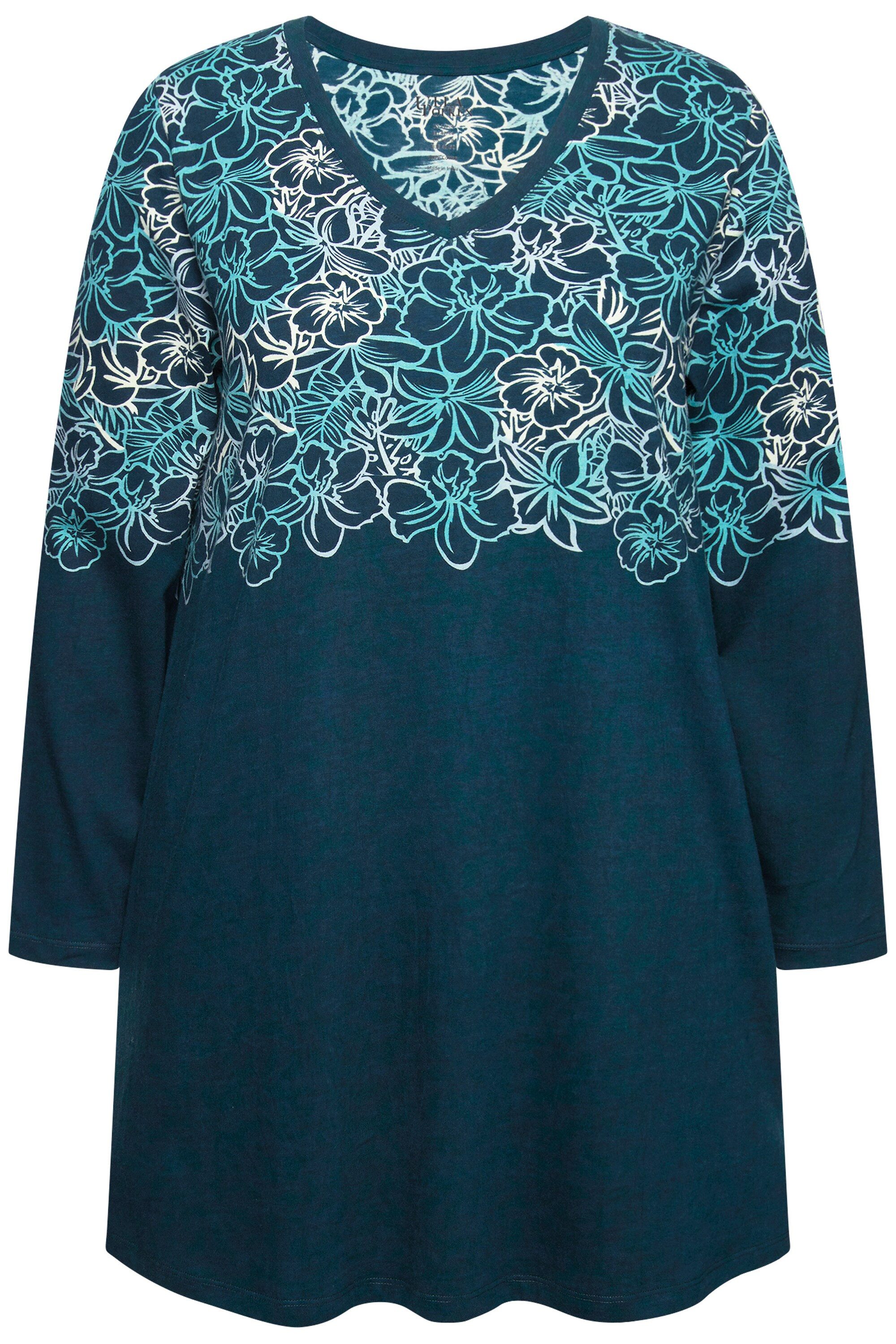 Ulla Popken Longshirt Longshirt Motivdruck A-Linie günstig online kaufen