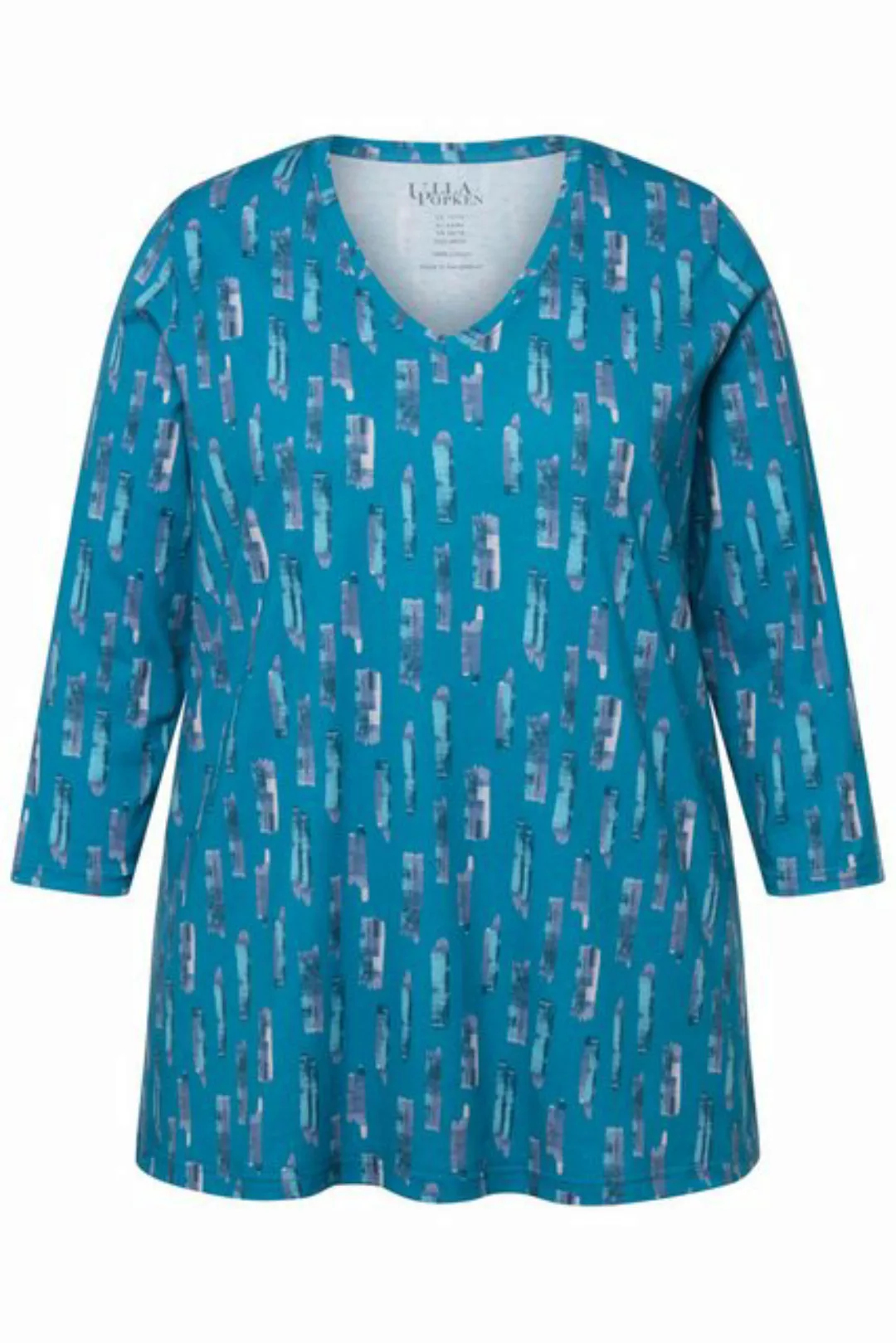 Ulla Popken Longshirt Longshirt A-Linie V-Ausschnitt 3/4-Arm günstig online kaufen