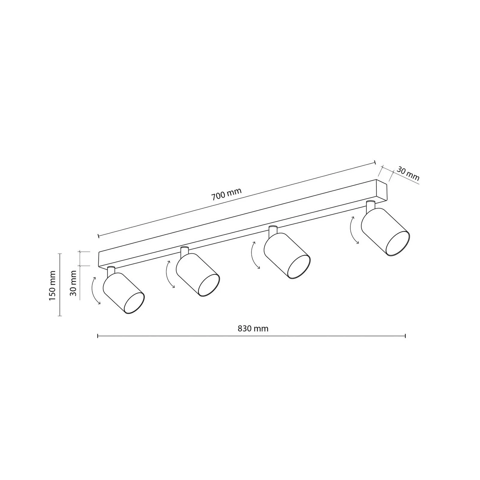 Deckenstrahler Top, weiß, Länge 83 cm, Stahl, 4-flg. günstig online kaufen