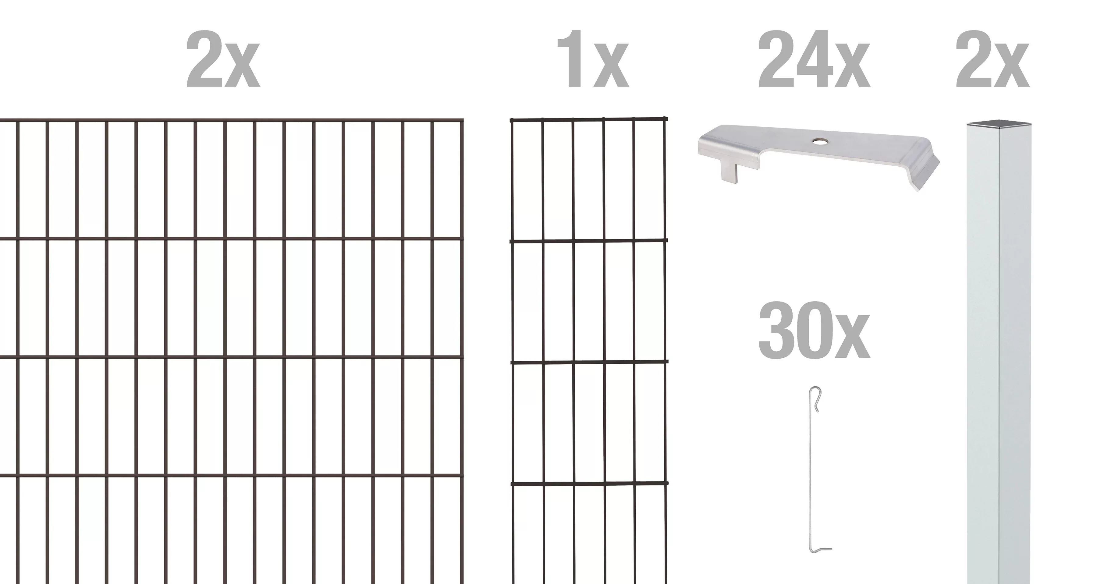 Alberts Gabionenzaun "Cluster-Gabionen Anbauset", anthrazit, 2 m breit, ver günstig online kaufen