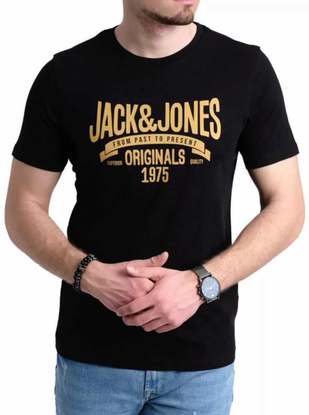 Jack & Jones Print-Shirt T-Shirt mit Aufdruck aus Baumwolle günstig online kaufen