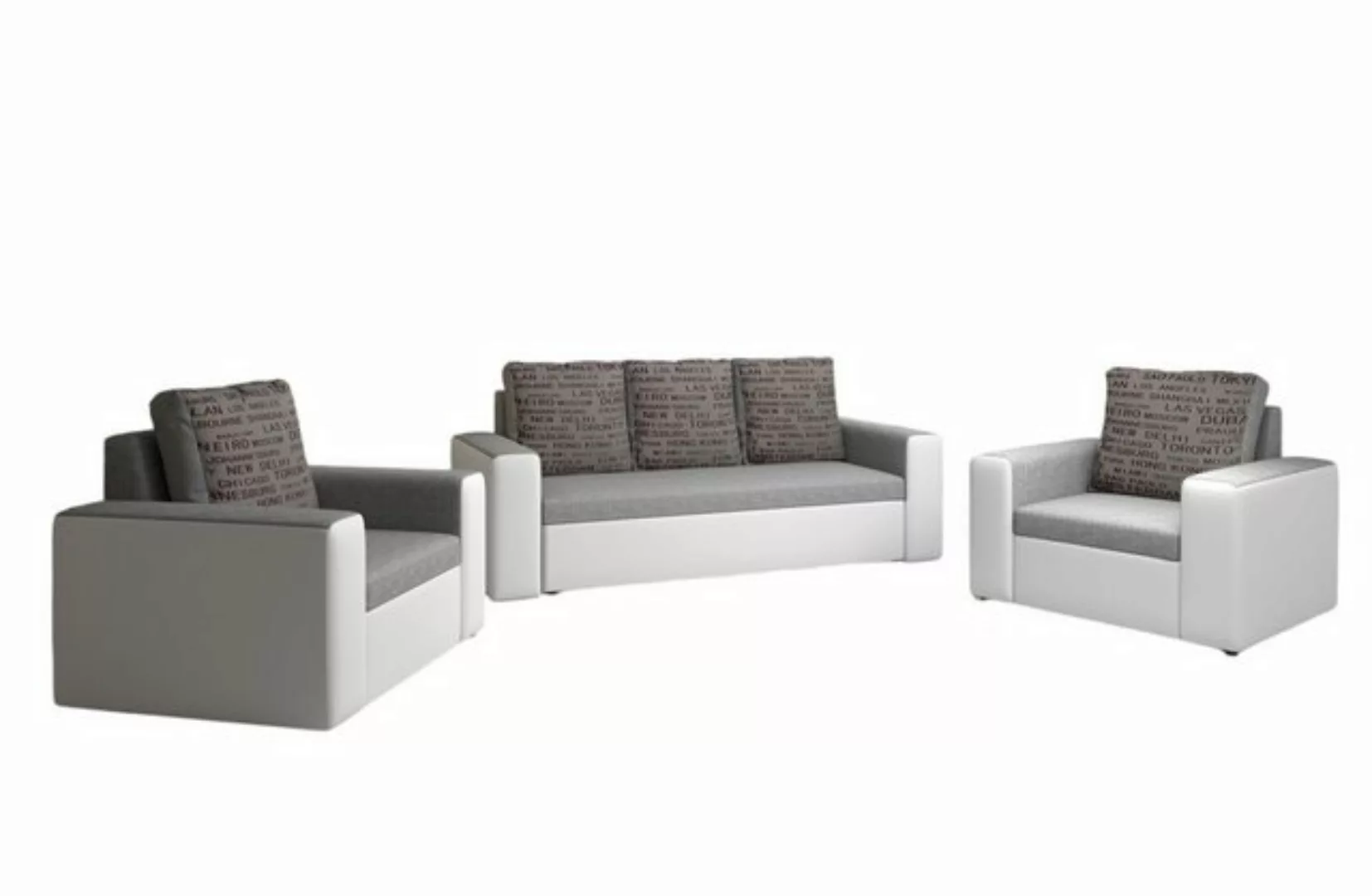 Fun Möbel Schlafsofa Sofa Designersofa LEEDS 3-Sitzer, inkl. 3 Rückenkissen günstig online kaufen