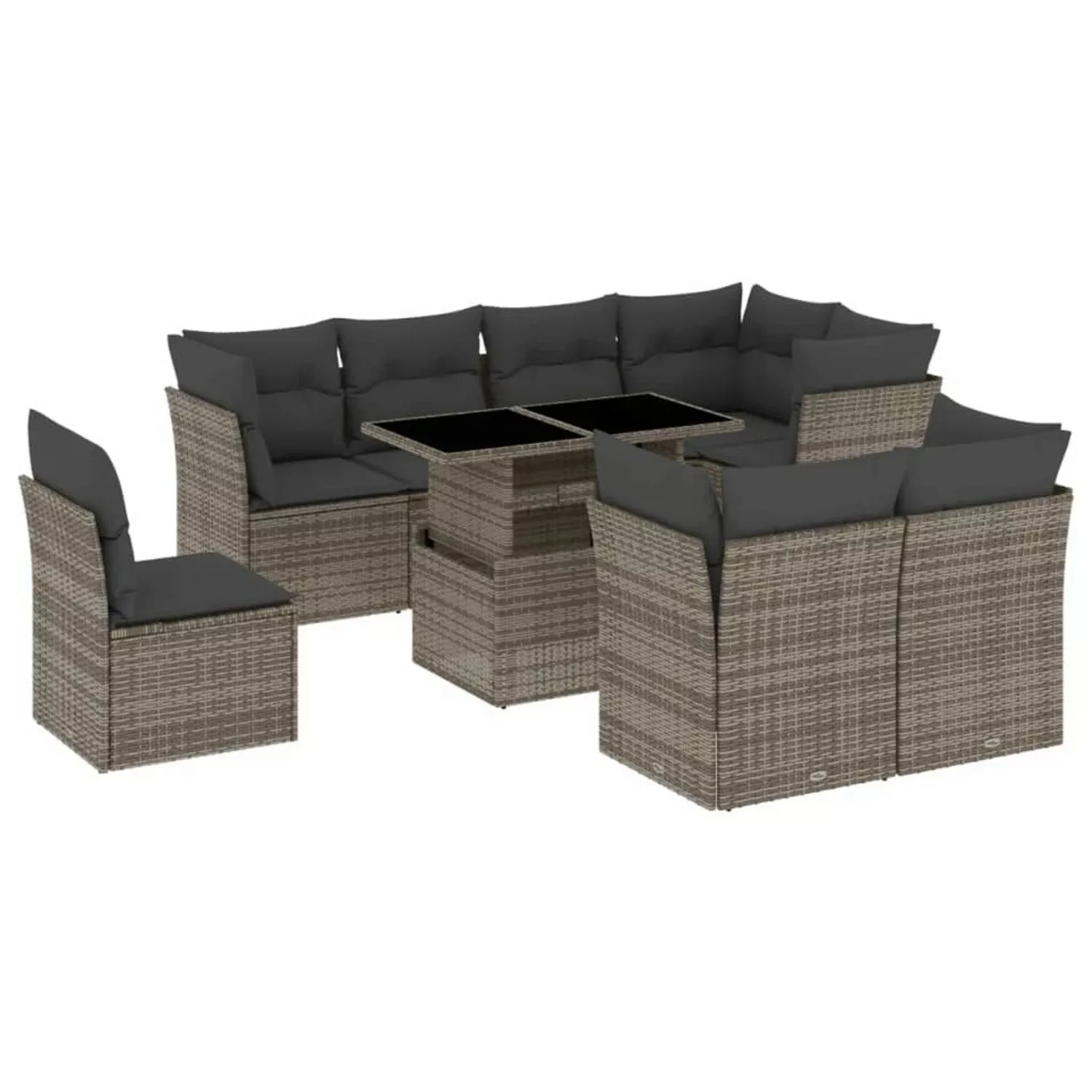 vidaXL 9-tlg Garten-Sofagarnitur mit Kissen Grau Poly Rattan Modell 114 günstig online kaufen