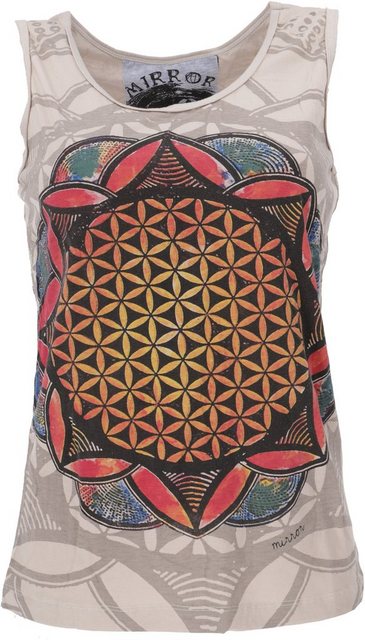 Guru-Shop T-Shirt Mirror Tank Top, Yoga-Top - Flower of life/ taupe Festiva günstig online kaufen