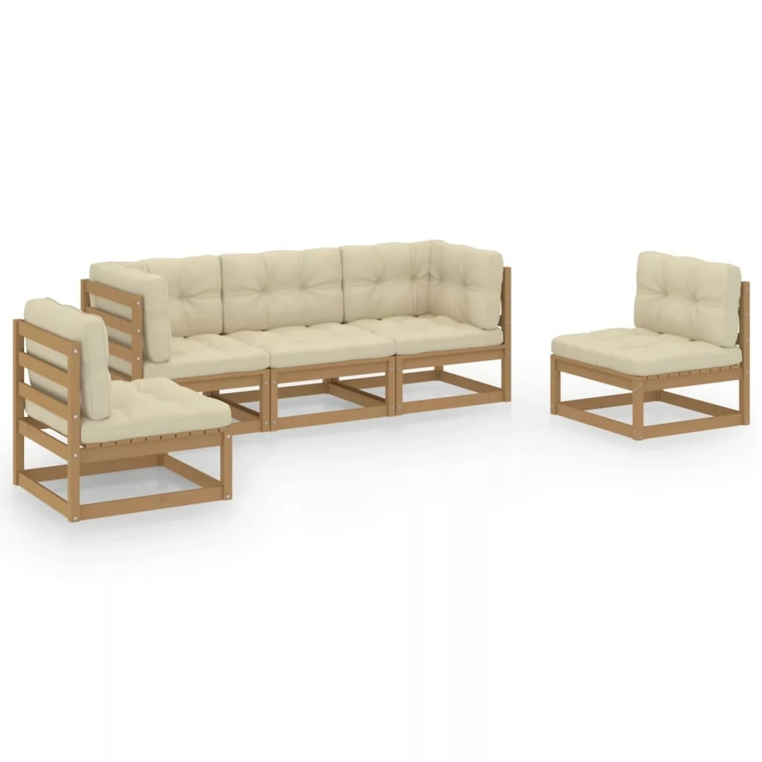 vidaXL 5-tlg Garten-Lounge-Set mit Kissen Kiefer Massivholz Modell 35 günstig online kaufen