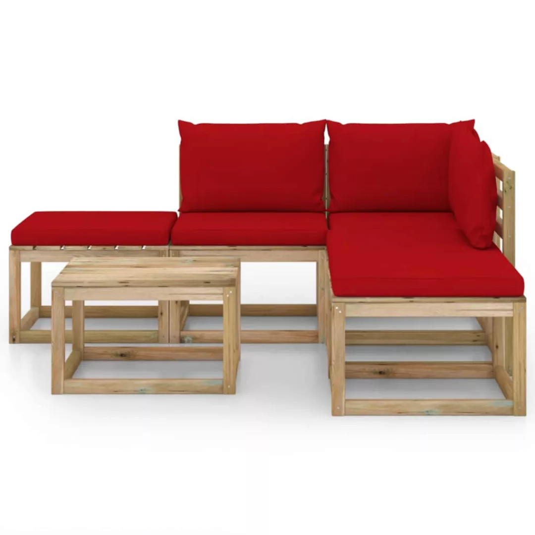 6-tlg. Garten-lounge-set Mit Roten Kissen günstig online kaufen