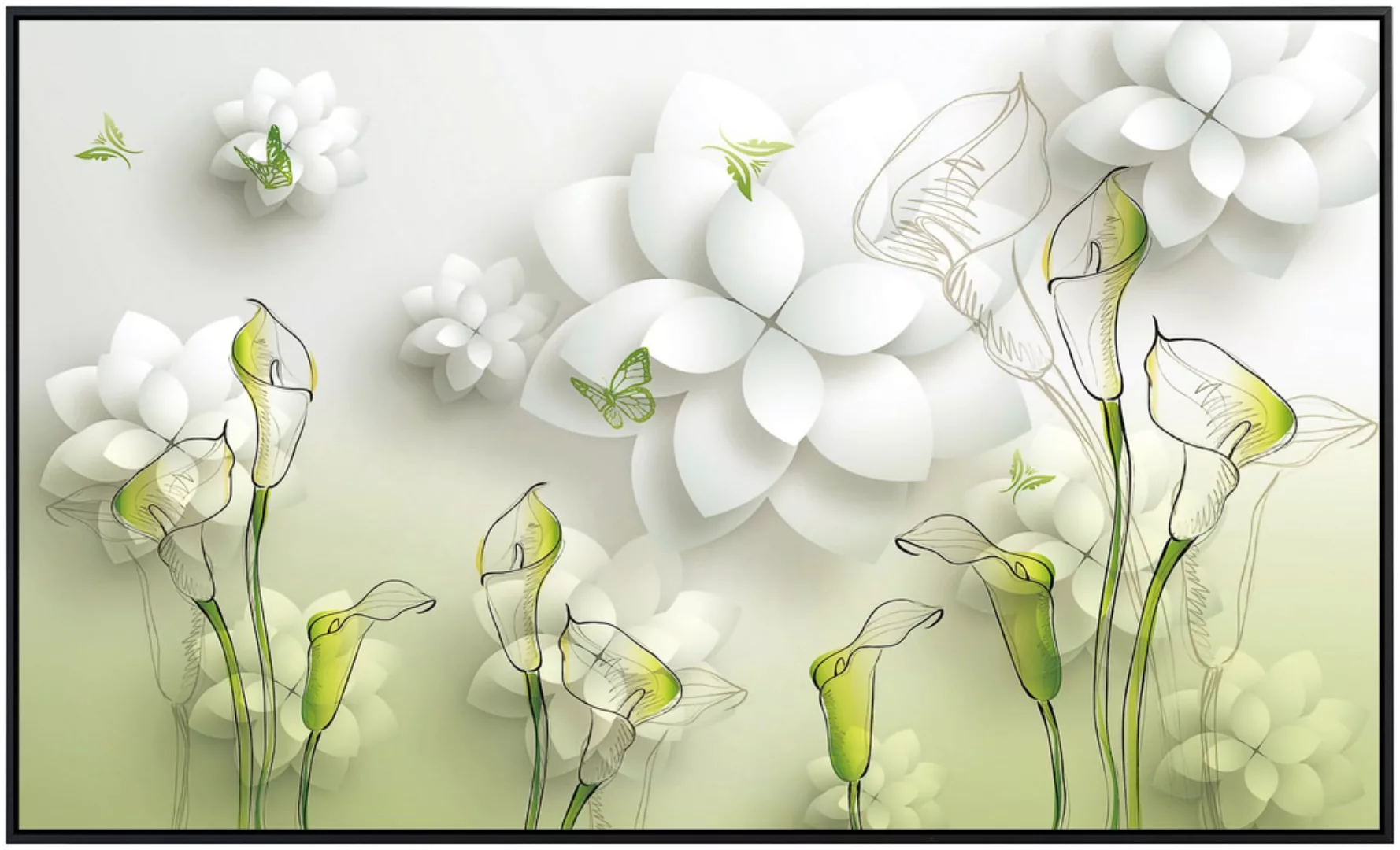 Papermoon Infrarotheizung »Muster mit Blumen weiß gold«, sehr angenehme Str günstig online kaufen