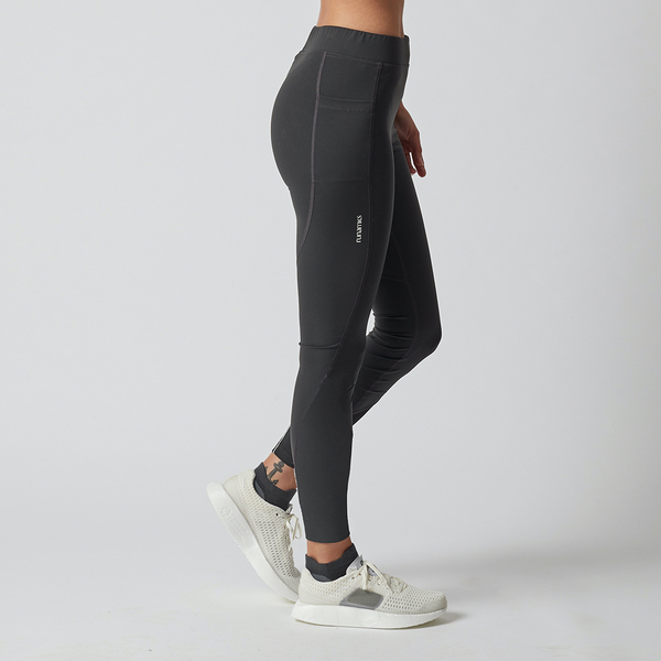 Lange Damen Sport Leggings / Running Tights Mit Taschen - Schwarz günstig online kaufen