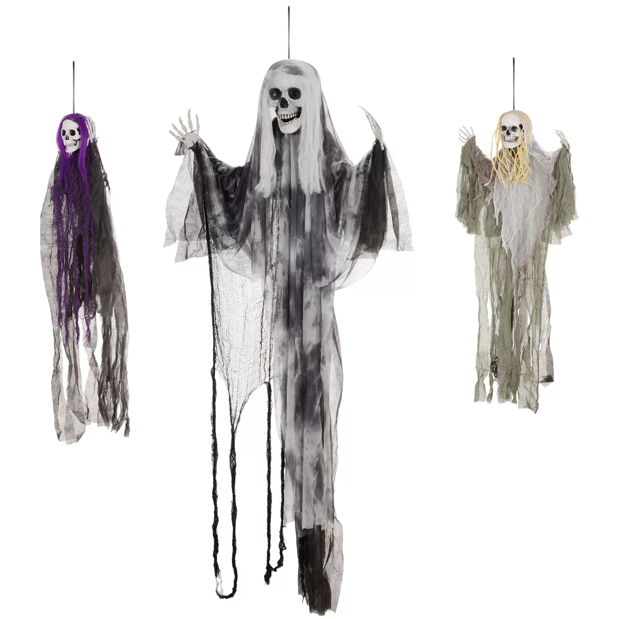 HOMCOM 3er-Set Halloween Dekoration 200cm Hängendes Skelett mit verstellbar günstig online kaufen