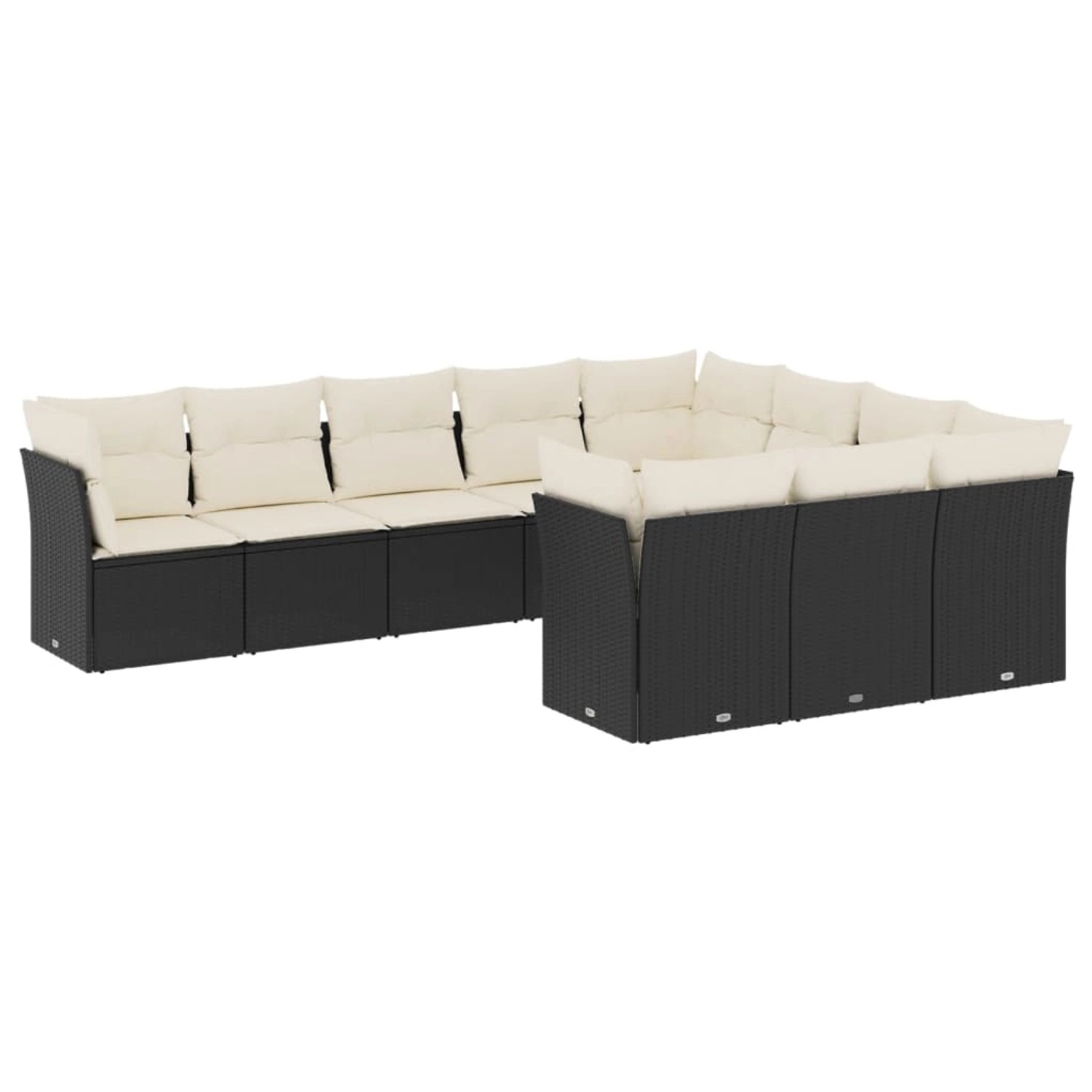vidaXL 10-Tlg Garten-Sofagarnitur mit Kissen Schwarz Poly Rattan 3250055 günstig online kaufen