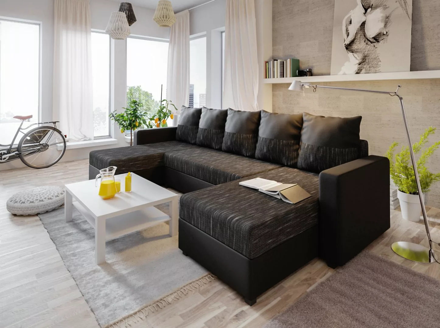 ALTDECOR Wohnlandschaft ASTA-U, Couch mit Schlaffunktion, Wohnzimmer - Ecks günstig online kaufen