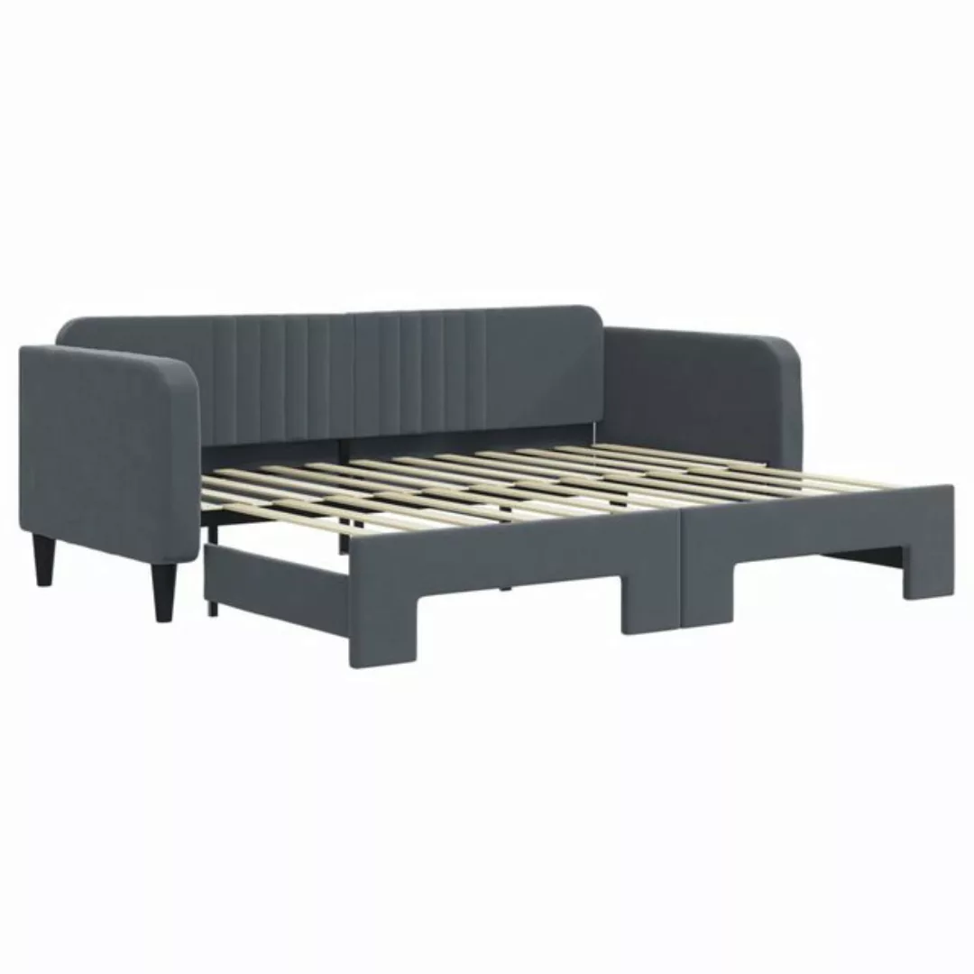 vidaXL Bett, Tagesbett Ausziehbar Dunkelgrau 90x200 cm Samt günstig online kaufen