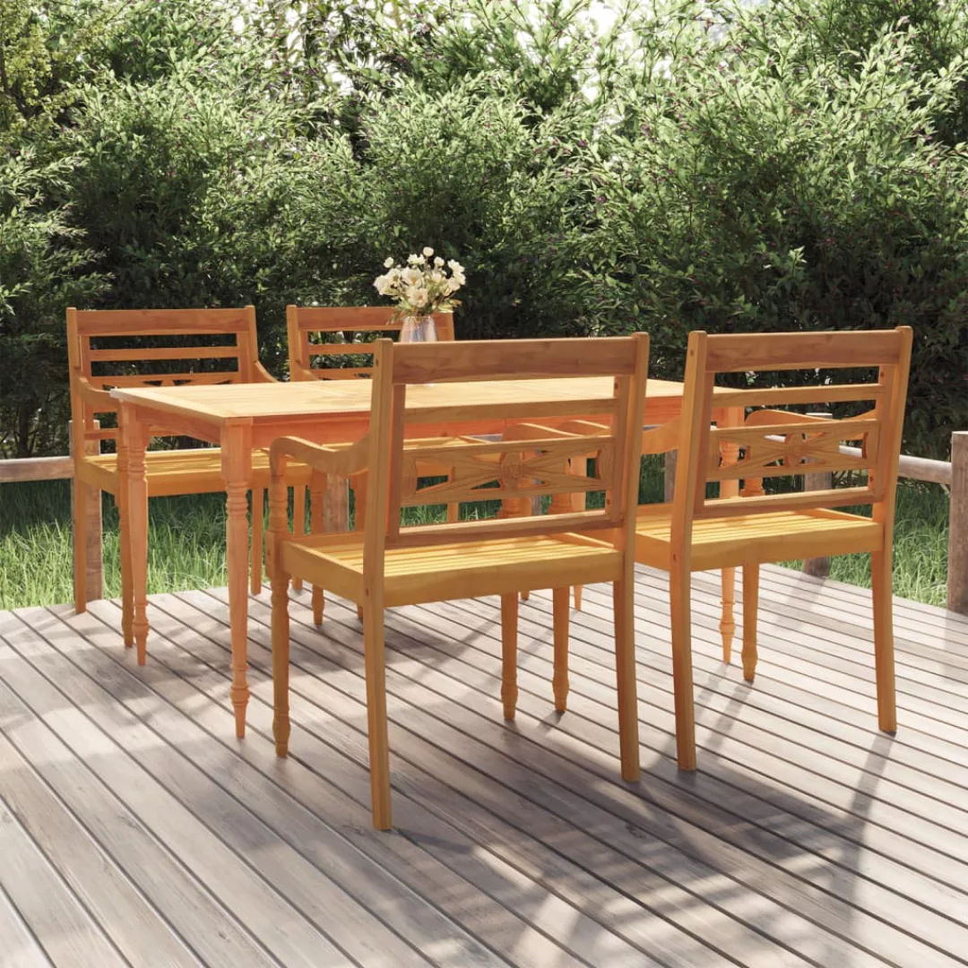 Vidaxl 5-tlg. Garten-essgruppe Massivholz Teak günstig online kaufen