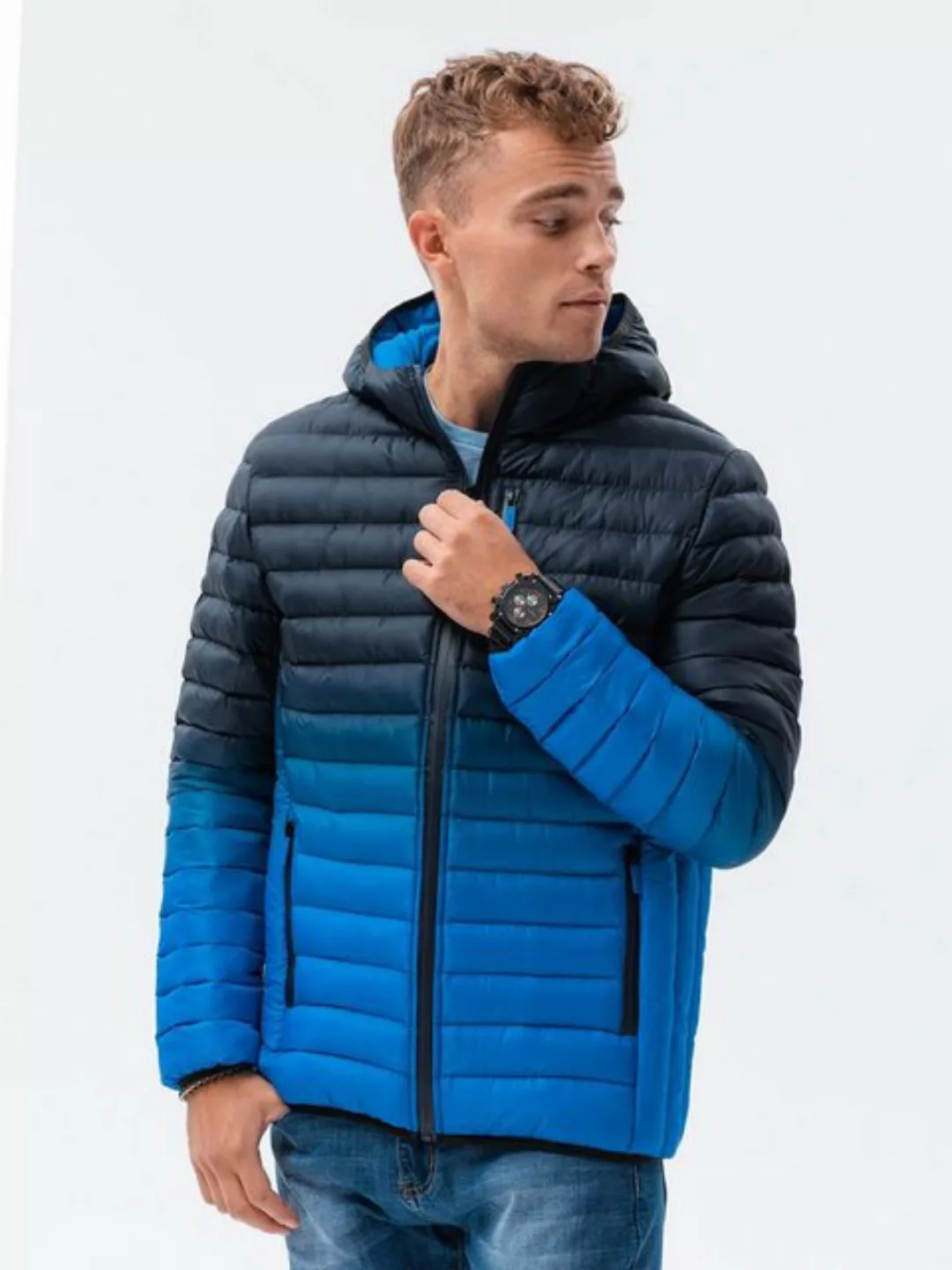 OMBRE Steppjacke Herren Steppjacke mit Ombre-Effekt - navyblau V1 C319 S günstig online kaufen