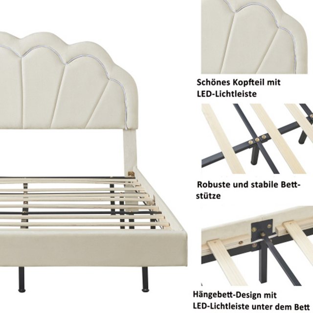 XDeer Polsterbett Polsterbett,Gepolsterter Schwebebett Rahmen mit LED-Leuch günstig online kaufen