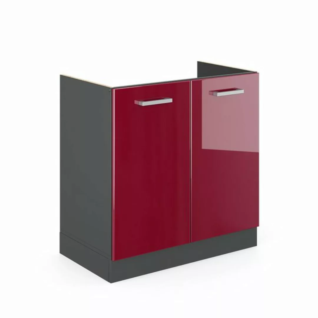 Vicco Spülenunterschrank R-Line, Bordeaux Hochglanz/Anthrazit, 80 cm, AP Ei günstig online kaufen